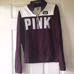 PINK Maroon Quarter-Zip Sweater!
